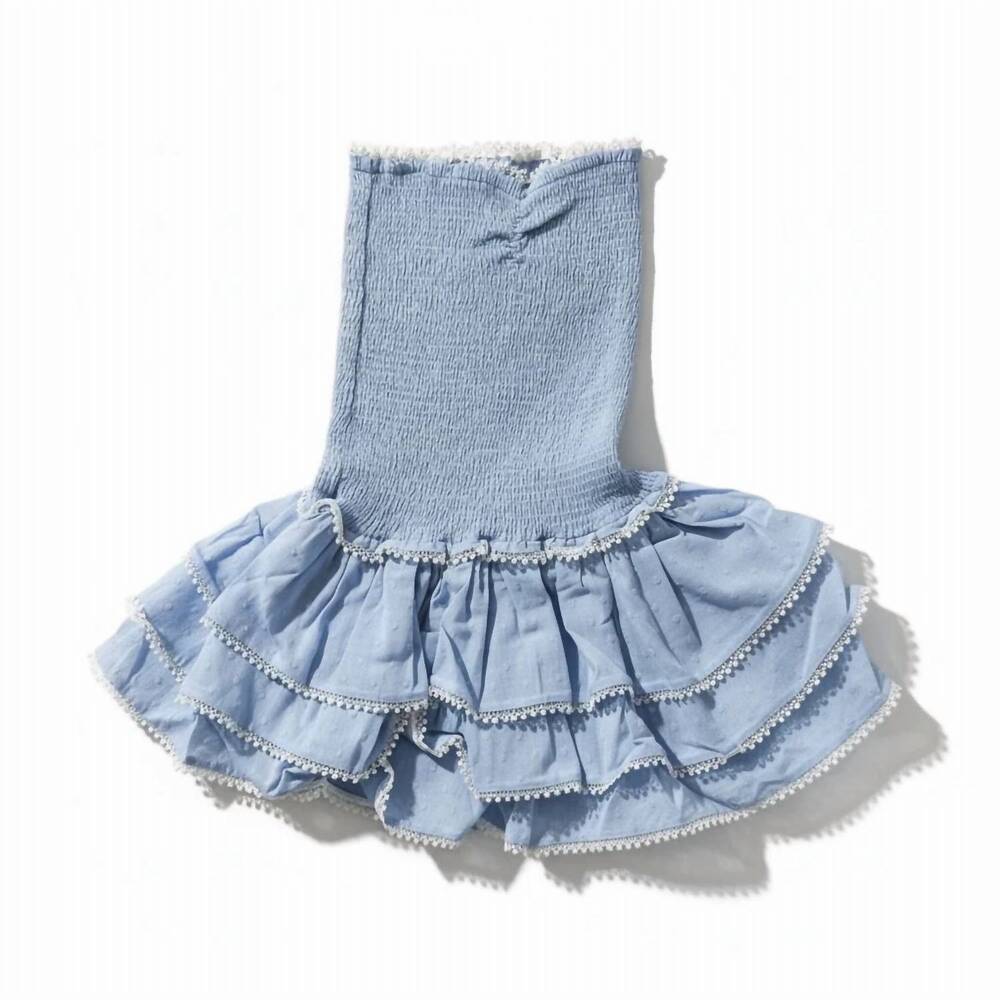 NEW THEME girls sage dot smocked ruffle dress in blue
